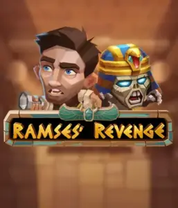 Dive into the thrilling world of Ramses' Revenge slot by Relax Gaming, featuring a surprised explorer and a fierce mummy against an Egyptian tomb backdrop. This graphic portrays the adventure of ancient Egyptian myths, great for fans of Egyptian-themed slots, offering a captivating gaming experience. 